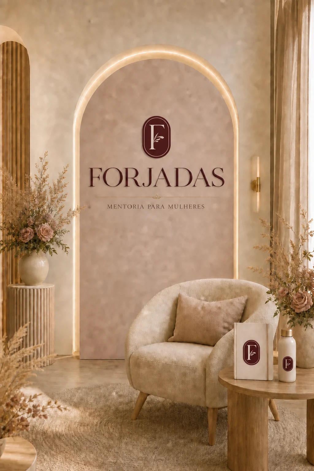 Ambientação premium criada com a identidade oficial FORJADAS